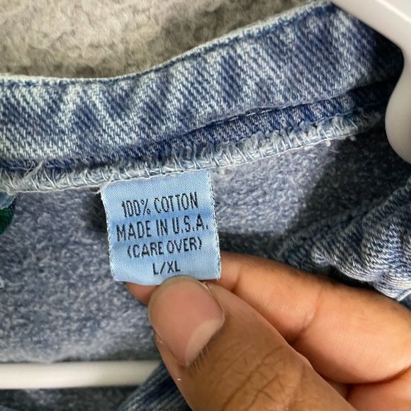 VTG Sun-Flower Craft Shop Sweater XL Blue Embroidered Fleece Lined Henley - Picture 7 of 12